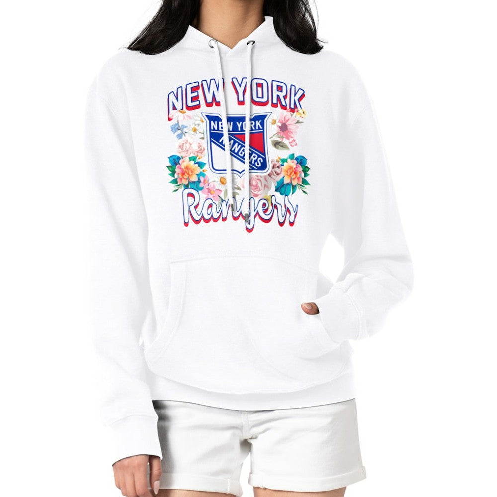 New York Rangers G-III 4Her by Carl Banks Women's Flower Logo Pullover Hoodie - White Hoodies