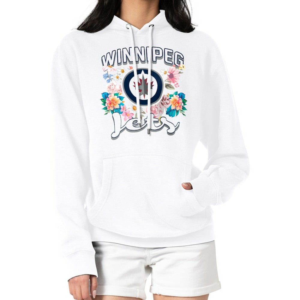 Winnipeg Jets G-III 4Her by Carl Banks Women's Flower Logo Pullover Hoodie - White Hoodies