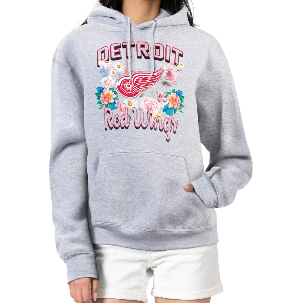 Detroit Red Wings G-III 4Her by Carl Banks Women's Flower Logo Pullover Hoodie - Heather Gray Hoodies
