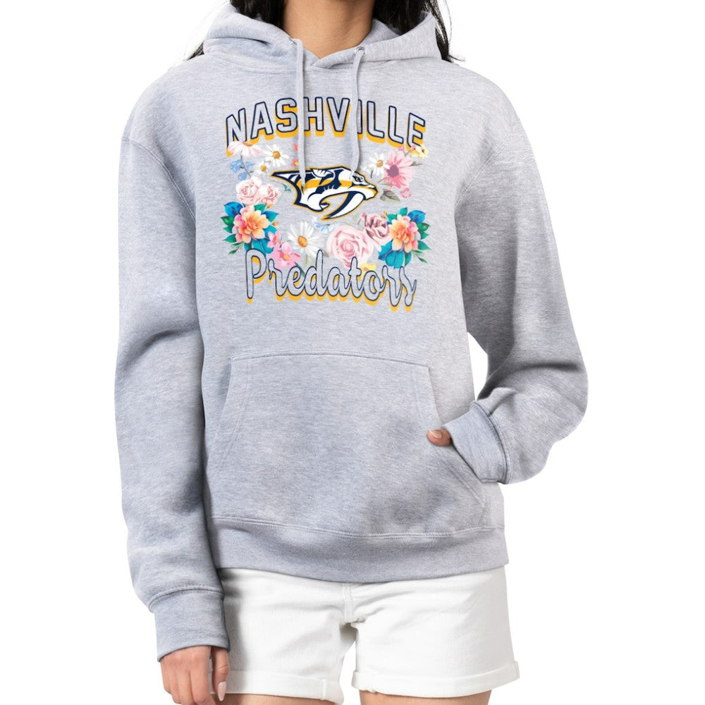 Nashville Predators G-III 4Her by Carl Banks Women's Flower Logo Pullover Hoodie - Heather Gray Hoodies