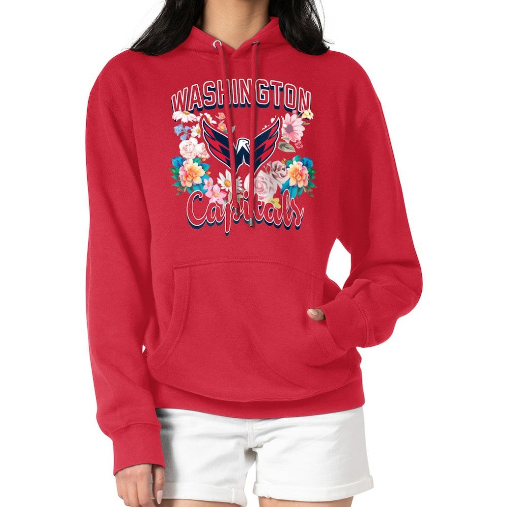 Washington Capitals G-III 4Her by Carl Banks Women's Flower Logo Pullover Hoodie - Red Hoodies