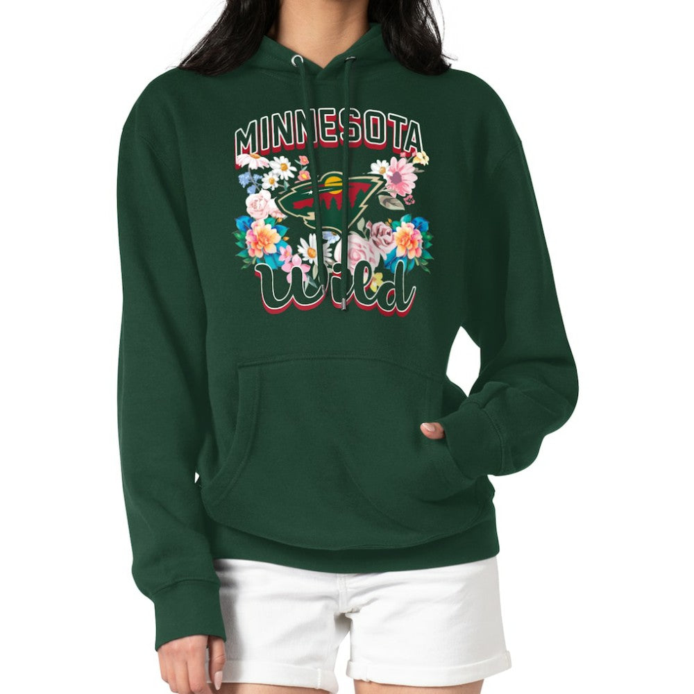 Minnesota Wild G-III 4Her by Carl Banks Women's Flower Logo Pullover Hoodie - Green Hoodies