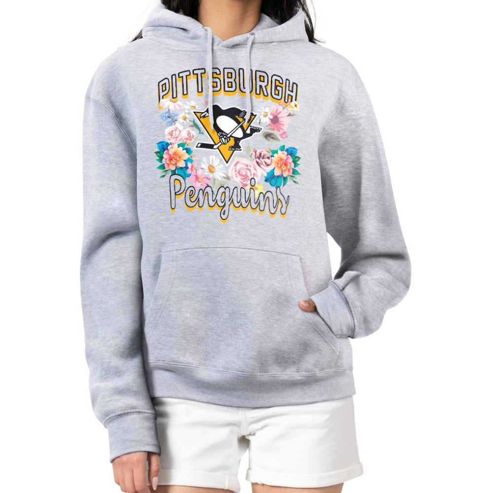 Pittsburgh Penguins G-III 4Her by Carl Banks Women's Flower Logo Pullover Hoodie - Heather Gray Hoodies