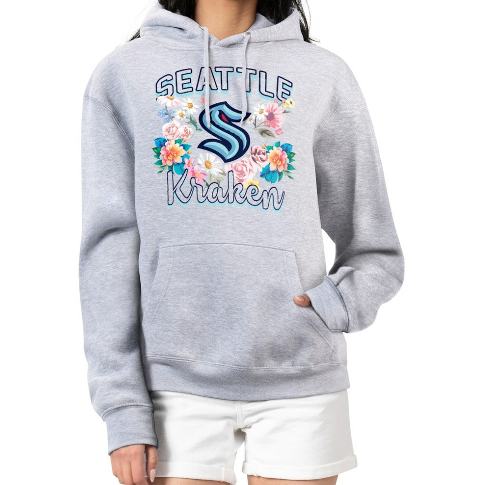 Seattle Kraken G-III 4Her by Carl Banks Women's Flower Logo Pullover Hoodie - Heather Gray Hoodies