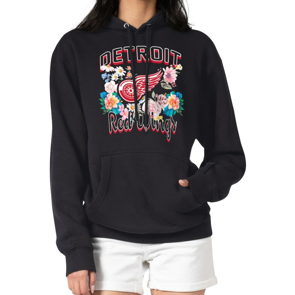 Detroit Red Wings G-III 4Her by Carl Banks Women's Flower Logo Pullover Hoodie - Black Hoodies
