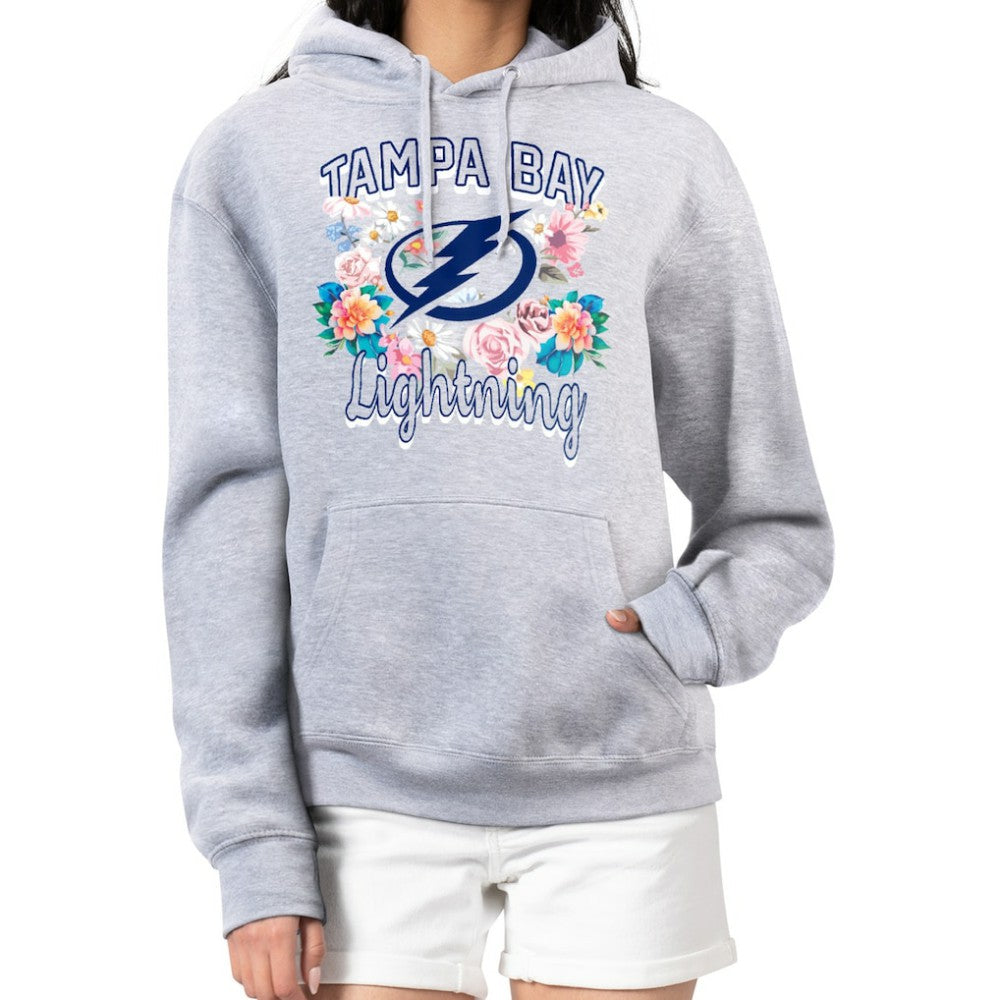 Tampa Bay Lightning G-III 4Her by Carl Banks Women's Flower Logo Pullover Hoodie - Heather Gray Hoodies