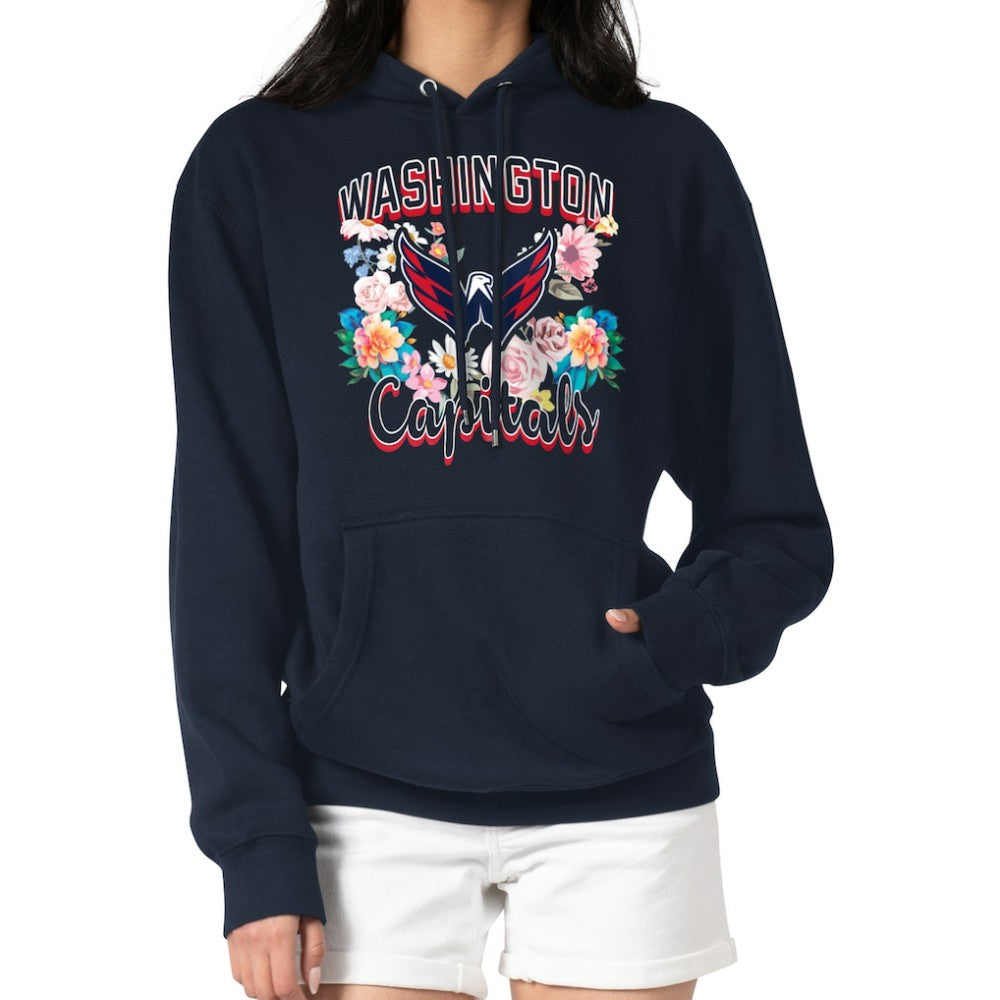Washington Capitals G-III 4Her by Carl Banks Women's Flower Logo Pullover Hoodie - Navy Hoodies