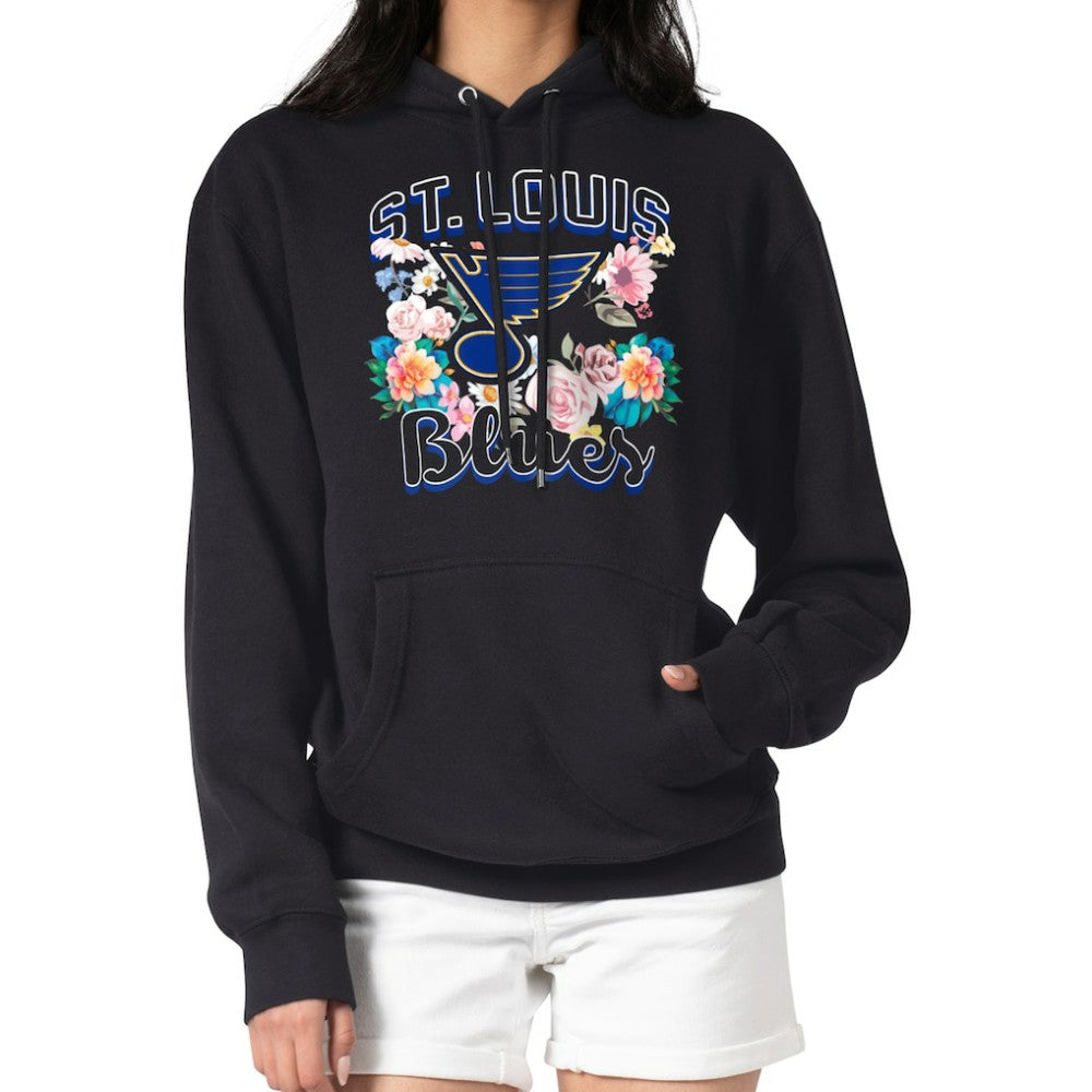 St. Louis Blues G-III 4Her by Carl Banks Women's Flower Logo Pullover Hoodie - Black Hoodies