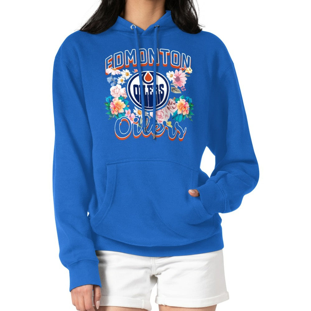 Edmonton Oilers G-III 4Her by Carl Banks Women's Flower Logo Pullover Hoodie - Royal Hoodies