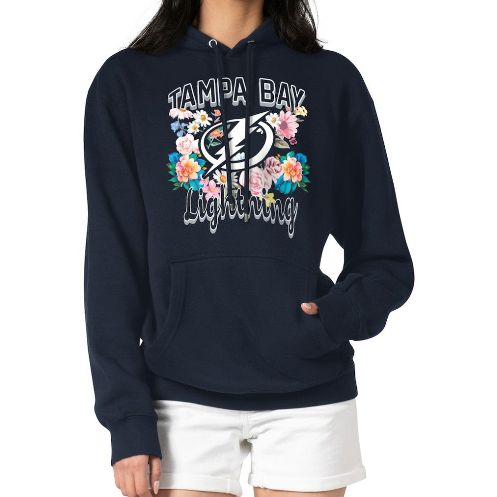 Tampa Bay Lightning G-III 4Her by Carl Banks Women's Flower Logo Pullover Hoodie - Navy Hoodies