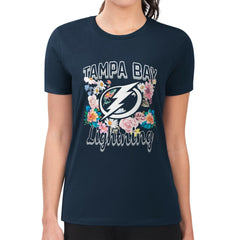Tampa Bay Lightning G-III 4Her by Carl Banks Women's Super-Slim Fit Lightweight Flower Logo T-Shirt - Navy T-shirts