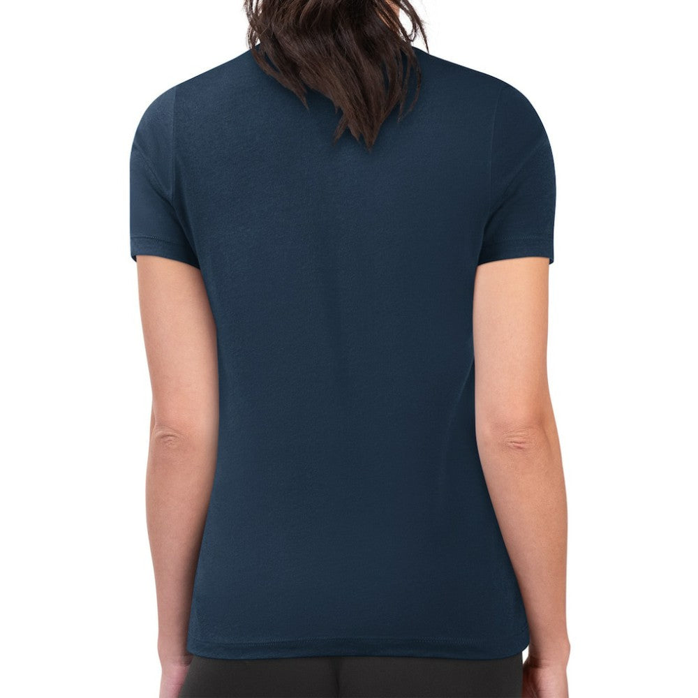 Columbus Blue Jackets G-III 4Her by Carl Banks Women's Super-Slim Fit Lightweight Flower Logo T-Shirt - Navy T-shirts