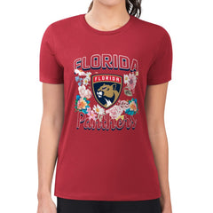 Florida Panthers G-III 4Her by Carl Banks Women's Super-Slim Fit Lightweight Flower Logo T-Shirt - Red T-shirts