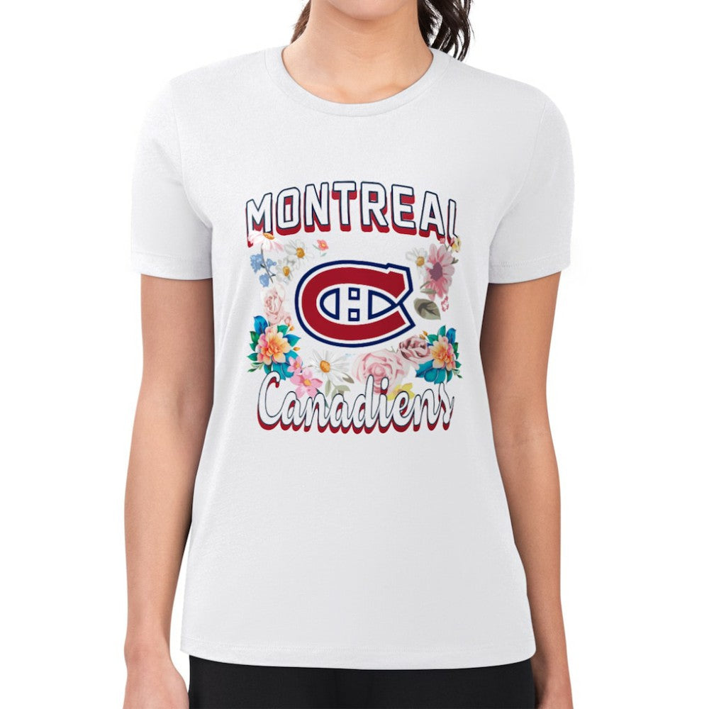 Montreal Canadiens G-III 4Her by Carl Banks Women's Super-Slim Fit Lightweight Flower Logo T-Shirt - White T-shirts