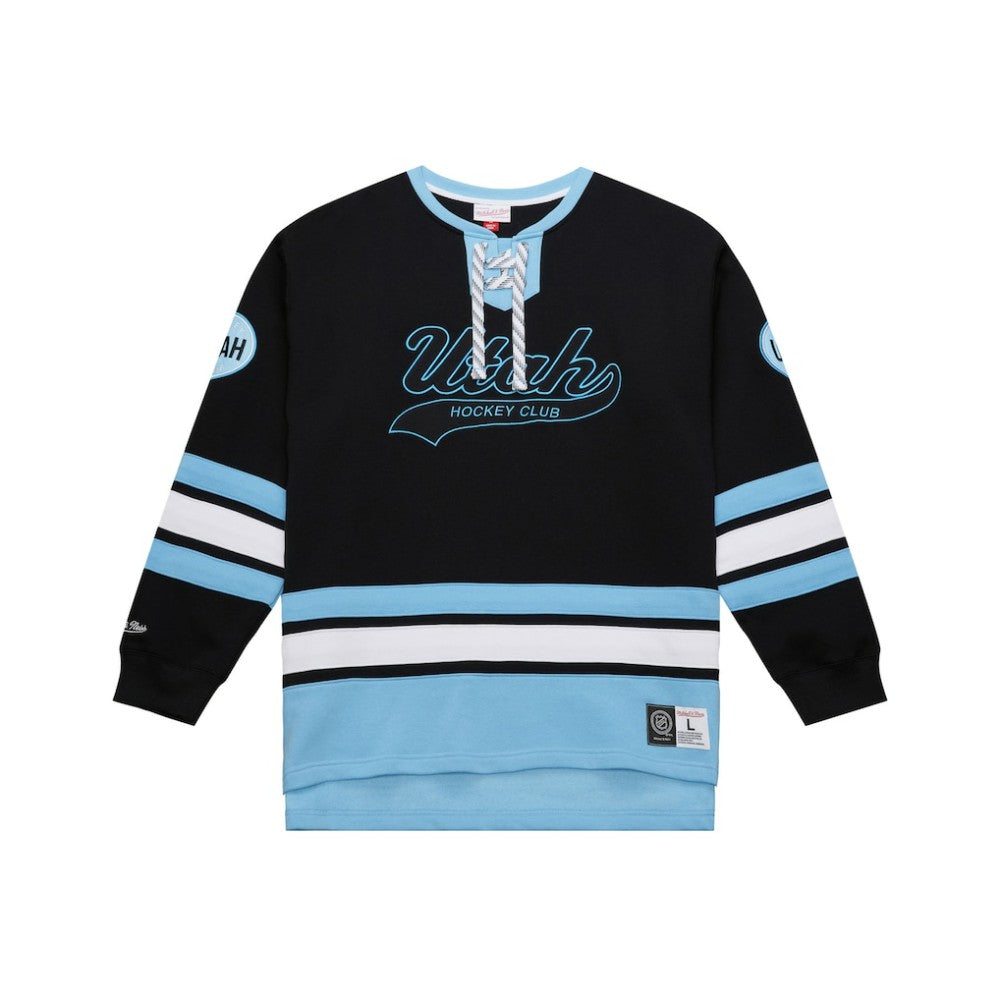 Utah Hockey Club Mitchell & Ness Heritage Lace-Up Pullover Sweatshirt - Black Sweatshirts