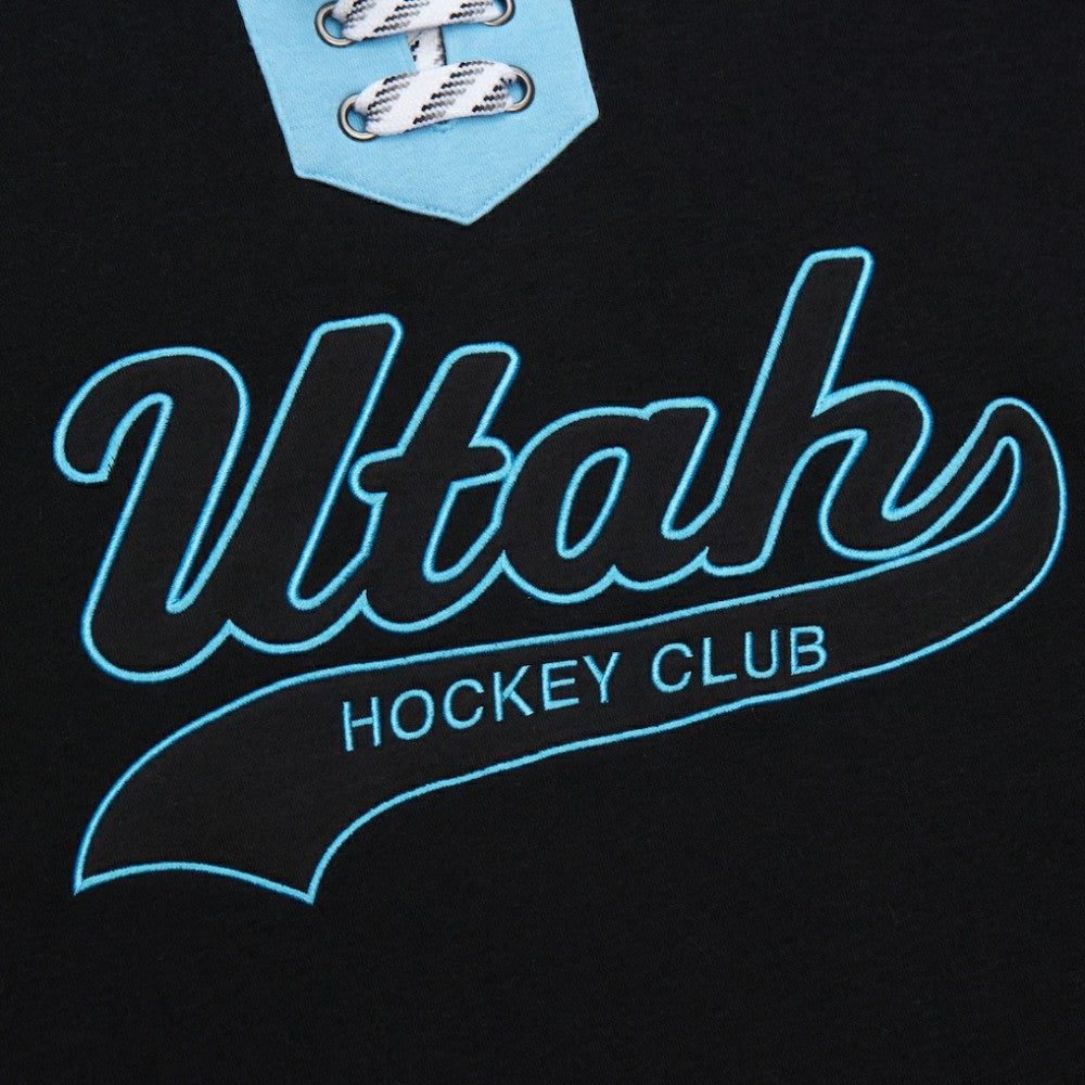 Utah Hockey Club Mitchell & Ness Heritage Lace-Up Pullover Sweatshirt - Black Sweatshirts