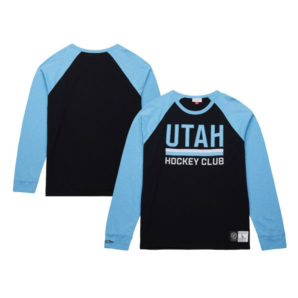 Utah Hockey Club Mitchell & Ness Legendary Slub Long Sleeve Raglan T-Shirt - Black/Light Blue T-shirts