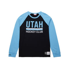 Utah Hockey Club Mitchell & Ness Legendary Slub Long Sleeve Raglan T-Shirt - Black/Light Blue T-shirts