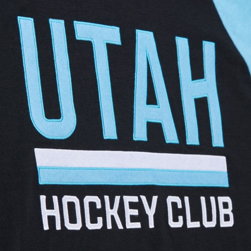 Utah Hockey Club Mitchell & Ness Legendary Slub Long Sleeve Raglan T-Shirt - Black/Light Blue T-shirts
