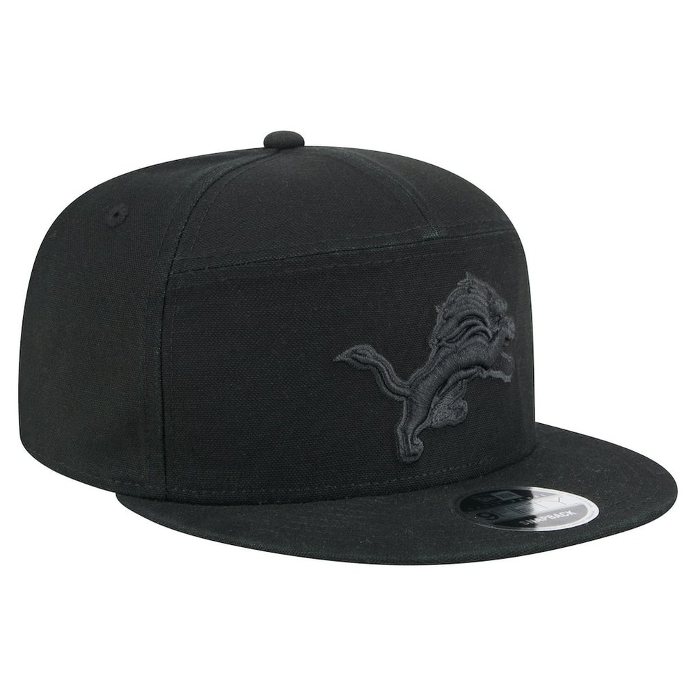 Detroit Lions New Era Adventure Canvas Split Panel 9FIFTY Snapback Hat - Black cheap