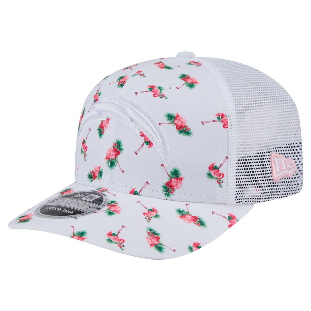 Los Angeles Chargers New Era Adventure Flamingo Pattern 9SEVENTY Stretch-Snap Hat - White for sale