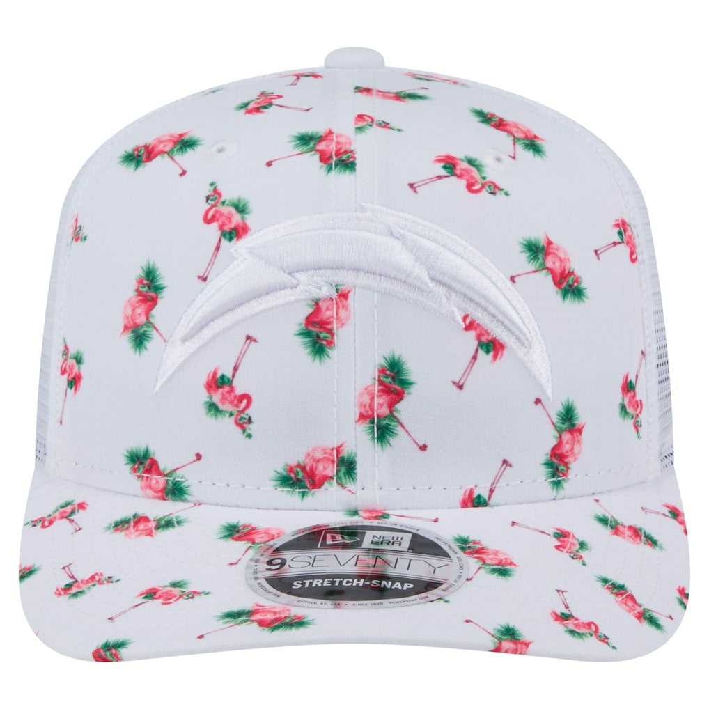 Los Angeles Chargers New Era Adventure Flamingo Pattern 9SEVENTY Stretch-Snap Hat - White for sale