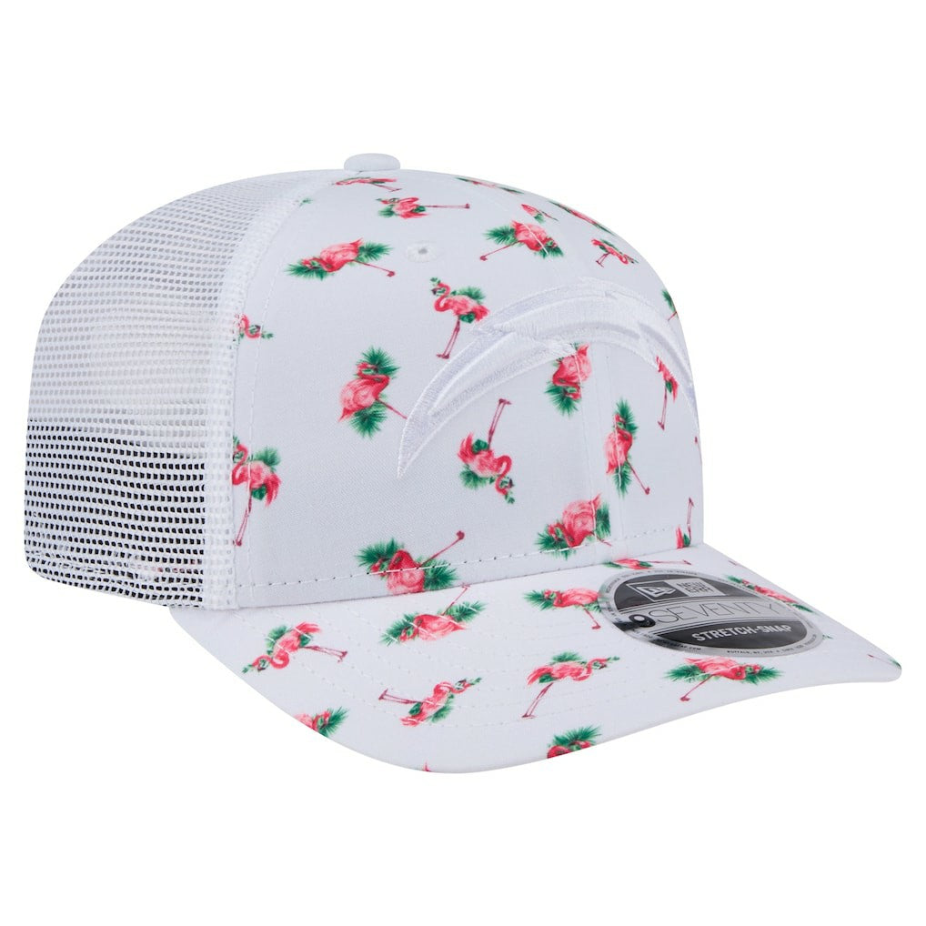 Los Angeles Chargers New Era Adventure Flamingo Pattern 9SEVENTY Stretch-Snap Hat - White for sale