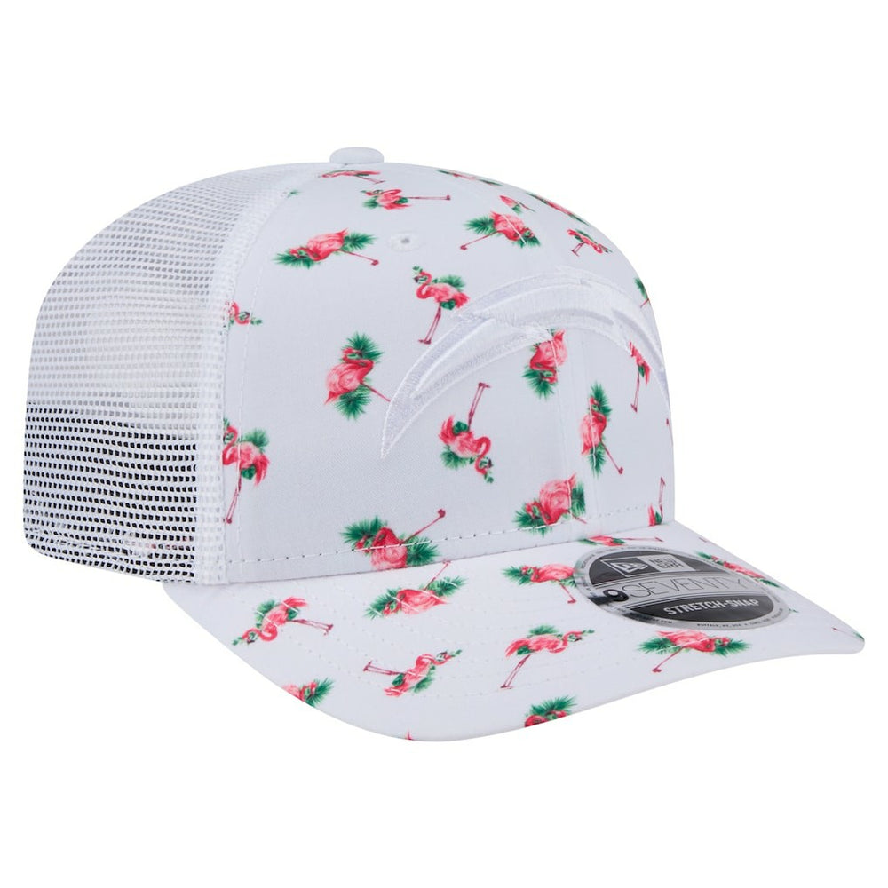 Los Angeles Chargers New Era Adventure Flamingo Pattern 9SEVENTY Stretch-Snap Hat - White for sale