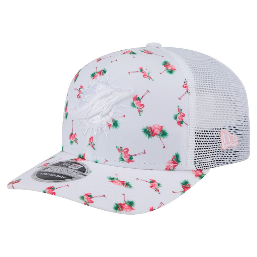 Miami Dolphins New Era Adventure Flamingo Pattern 9SEVENTY Stretch-Snap Hat - White discount