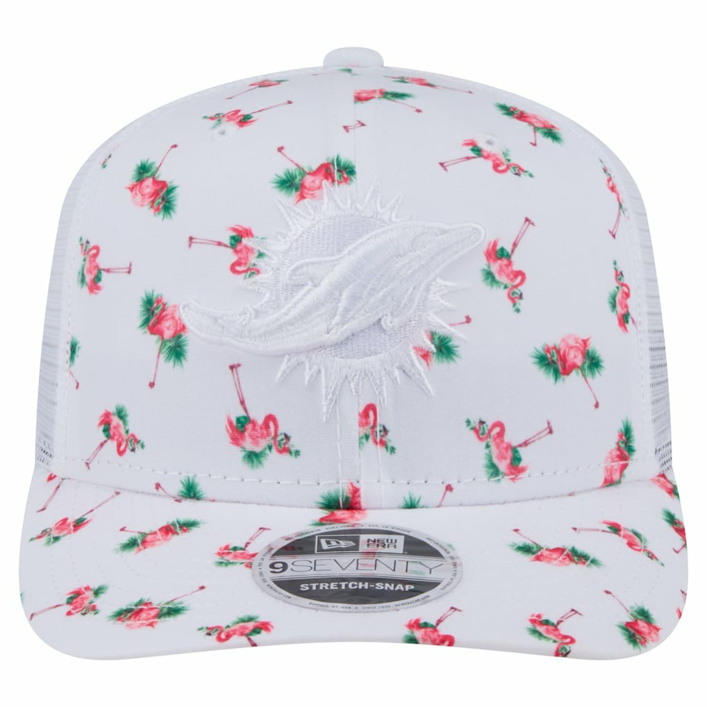 Miami Dolphins New Era Adventure Flamingo Pattern 9SEVENTY Stretch-Snap Hat - White discount