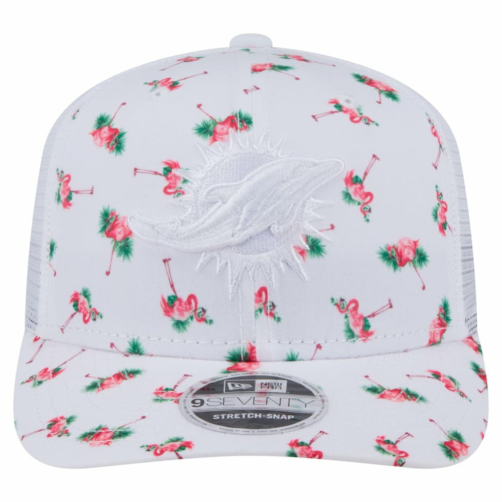 Miami Dolphins New Era Adventure Flamingo Pattern 9SEVENTY Stretch-Snap Hat - White discount
