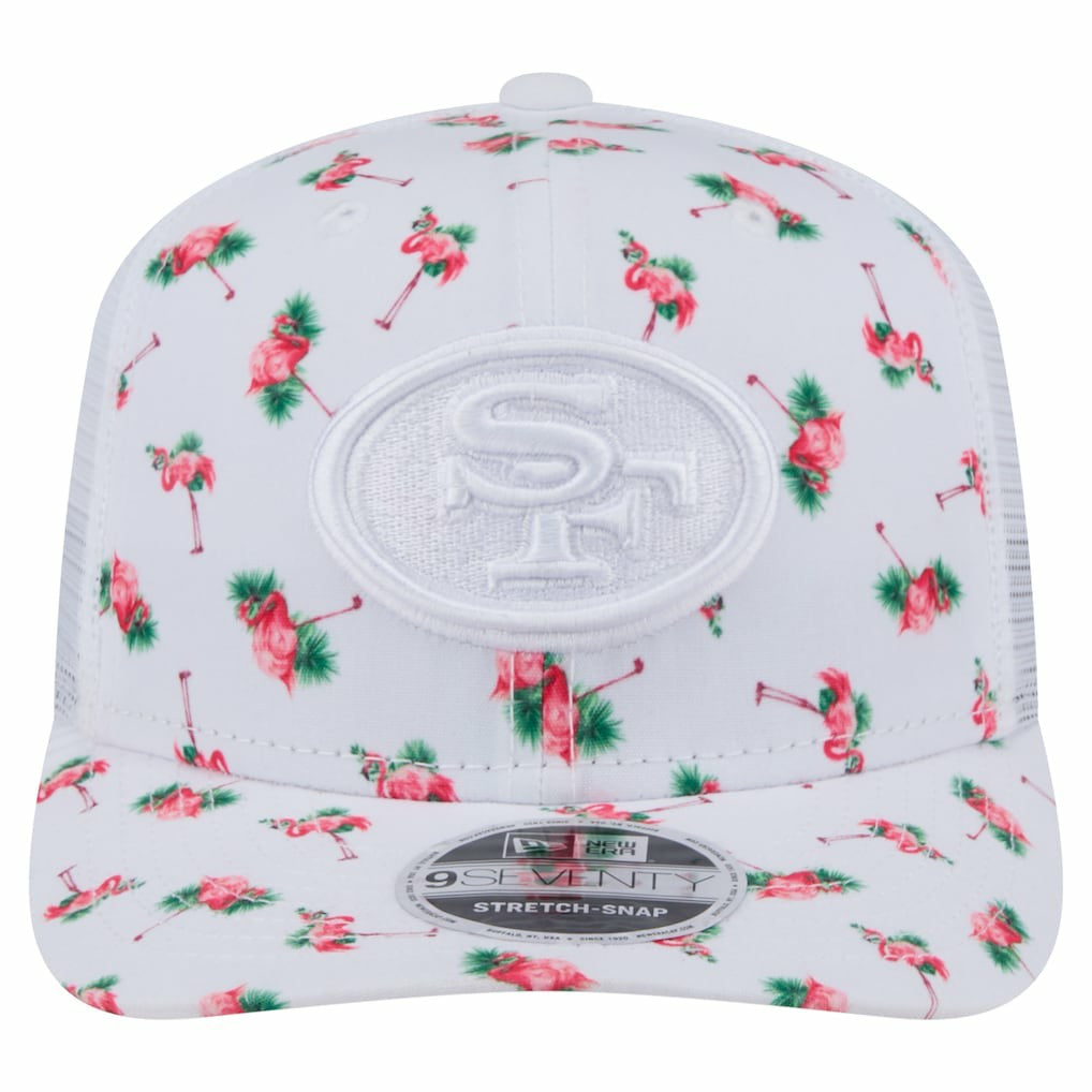 San Francisco 49ers New Era Adventure Flamingo Pattern 9SEVENTY Stretch-Snap Hat - White for sale