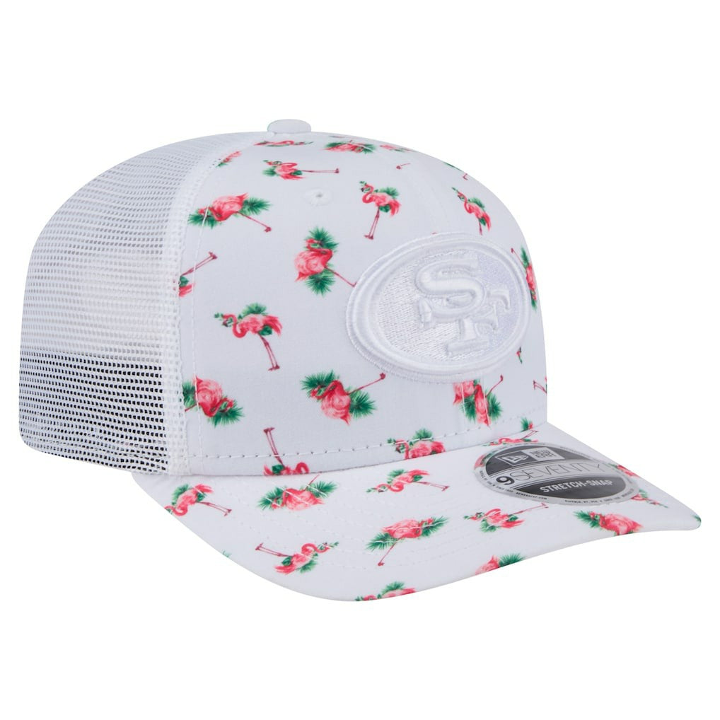 San Francisco 49ers New Era Adventure Flamingo Pattern 9SEVENTY Stretch-Snap Hat - White for sale