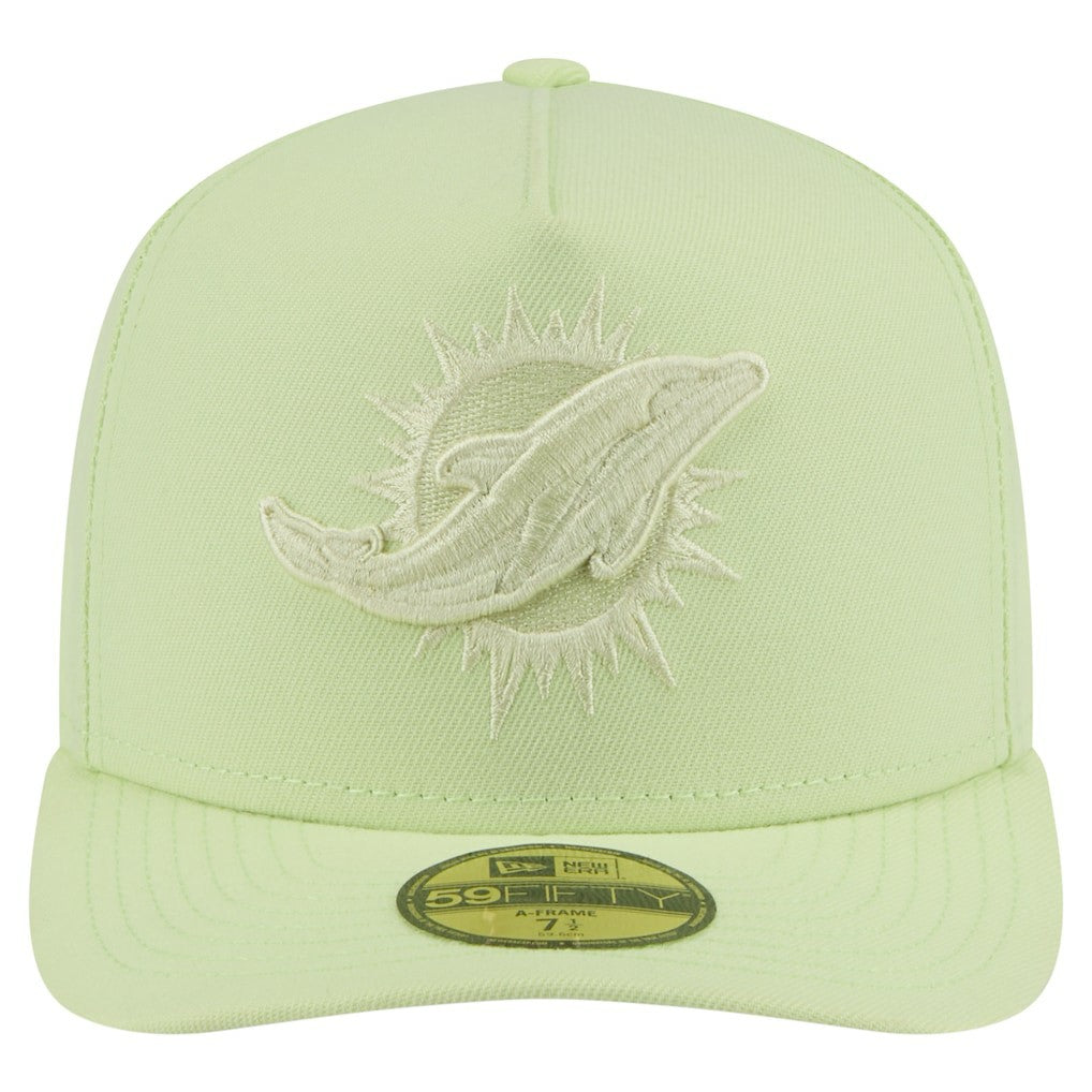 Miami Dolphins New Era Color Pack A-Frame 59FIFTY Fitted Hat - Light Green on sale