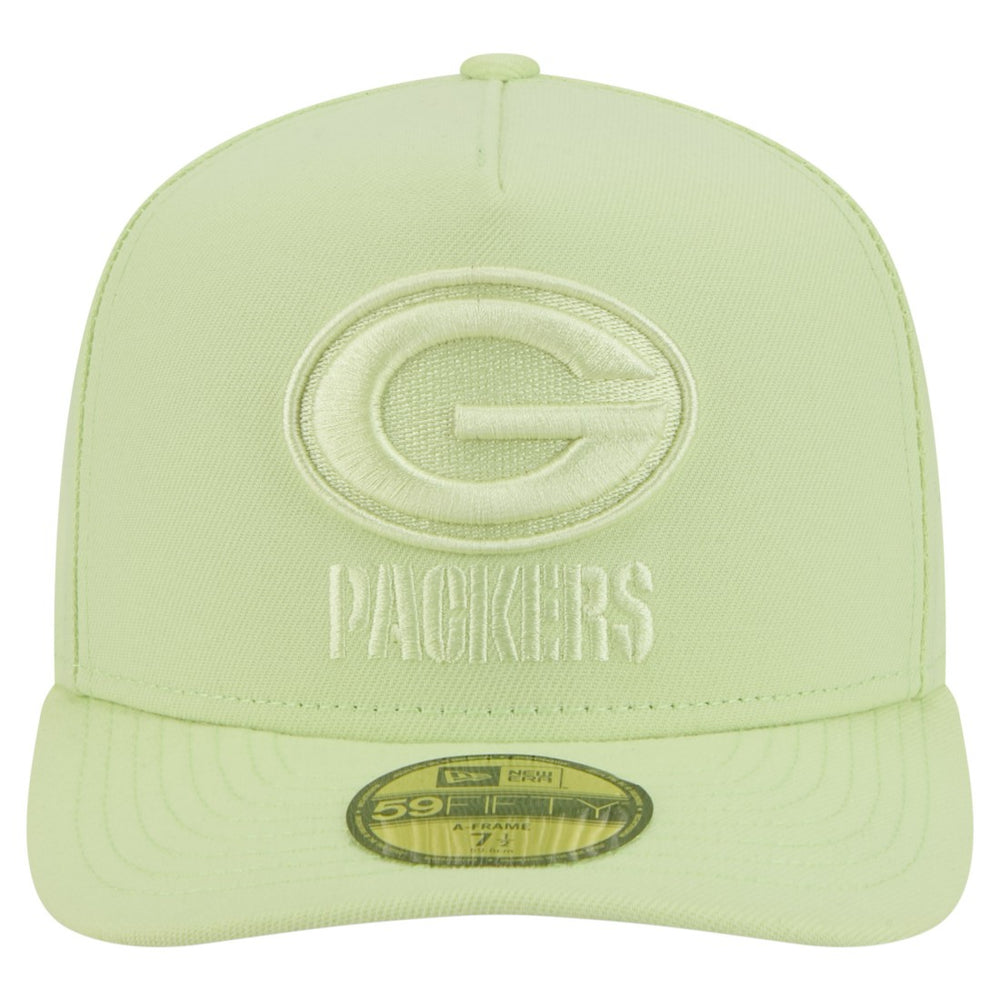 Green Bay Packers New Era Color Pack A-Frame 59FIFTY Fitted Hat - Light Green on sale