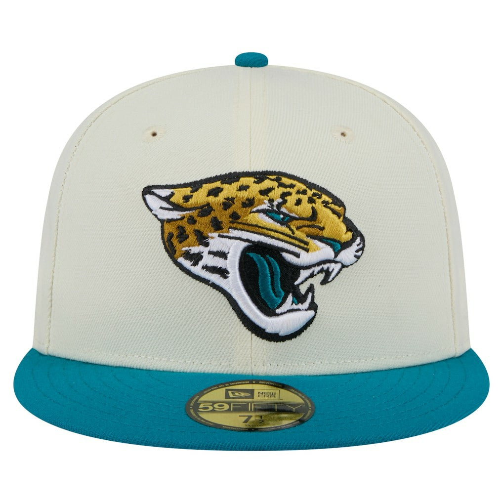 Jacksonville Jaguars New Era Main 59FIFTY Fitted Hat - Cream/Teal online
