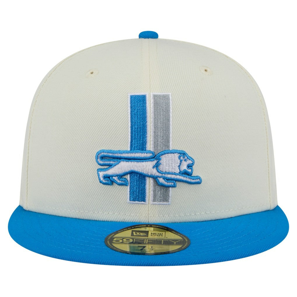 Detroit Lions New Era Main 59FIFTY Fitted Hat - Cream/Blue sale