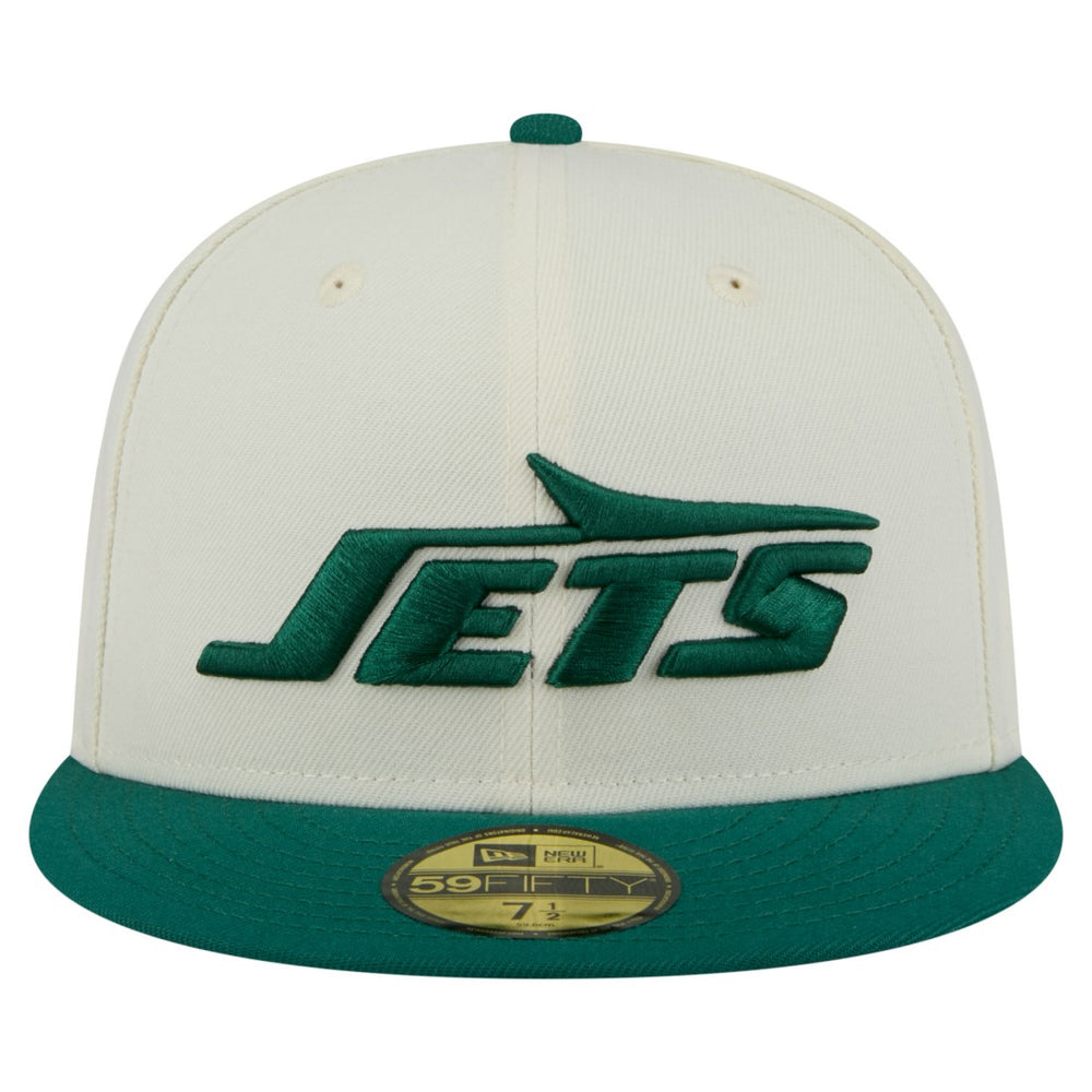 New York Jets New Era Main 59FIFTY Fitted Hat - Cream/Green for sale