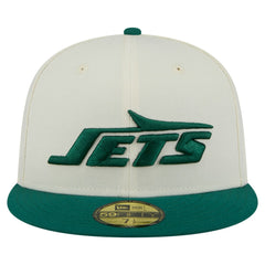 New York Jets New Era Main 59FIFTY Fitted Hat - Cream/Green for sale