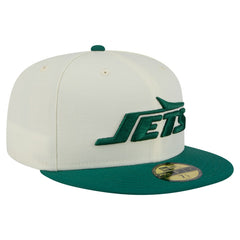 New York Jets New Era Main 59FIFTY Fitted Hat - Cream/Green for sale