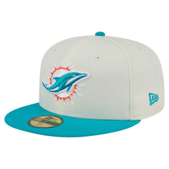 Miami Dolphins New Era Main 59FIFTY Fitted Hat - Cream/Aqua on sale