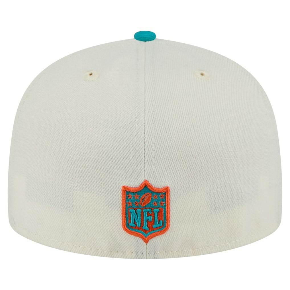 Miami Dolphins New Era Main 59FIFTY Fitted Hat - Cream/Aqua on sale