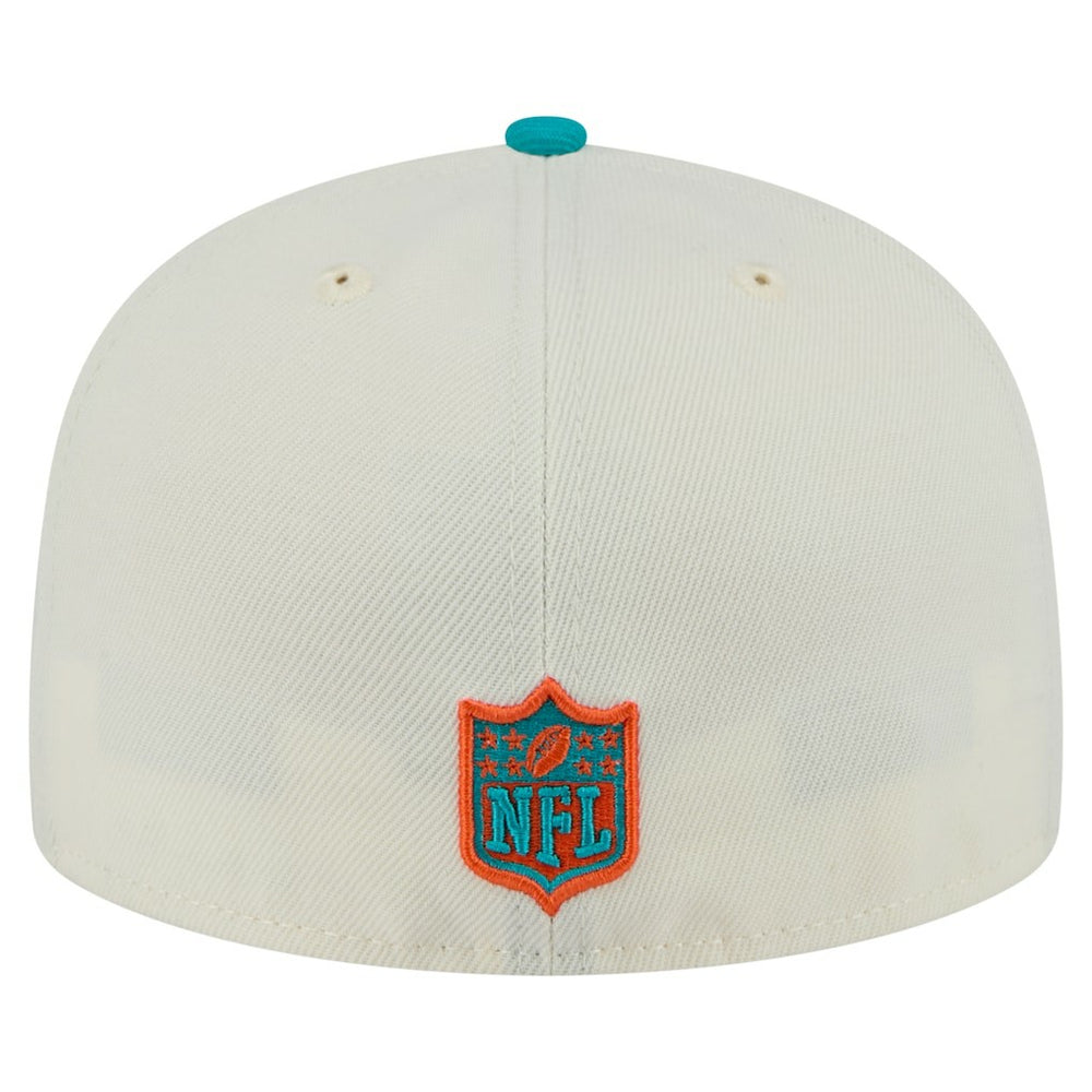Miami Dolphins New Era Main 59FIFTY Fitted Hat - Cream/Aqua on sale