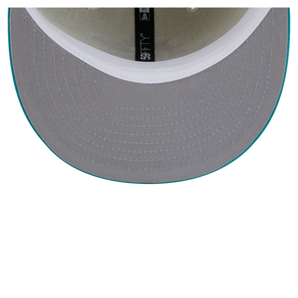 Miami Dolphins New Era Main 59FIFTY Fitted Hat - Cream/Aqua on sale
