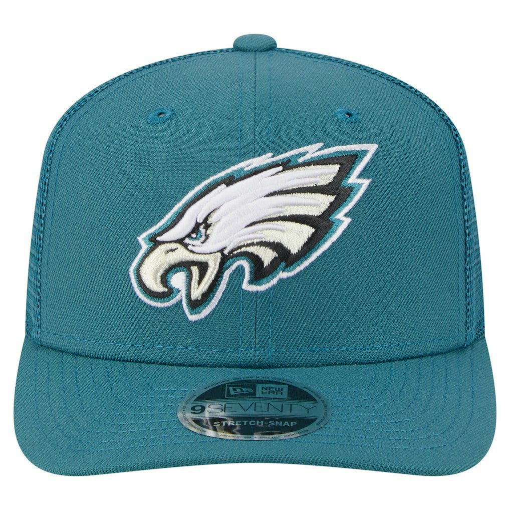Philadelphia Eagles New Era Main Trucker 9SEVENTY Stretch-Snap Hat - Midnight Green on sale