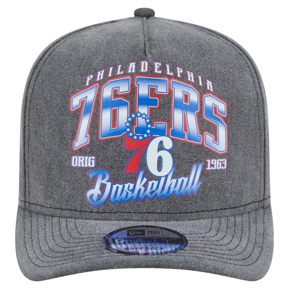 Philadelphia 76ers Throwback Washed Pre-Curved 9FIFTY Snapback Hat - Charcoal cheap