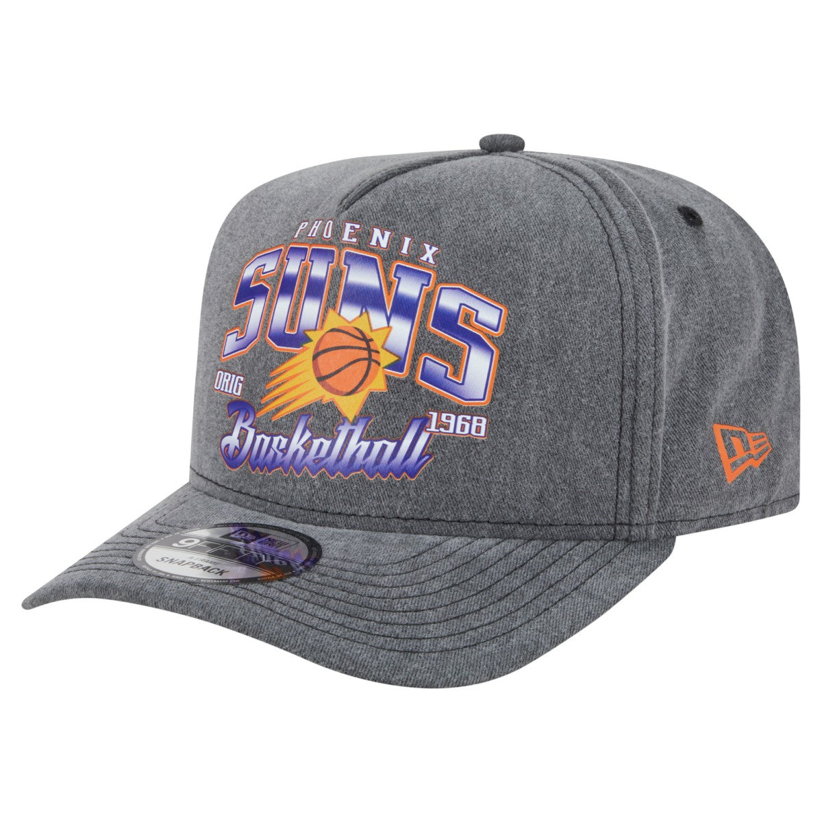 Phoenix Suns Throwback Washed Pre-Curved 9FIFTY Snapback Hat - Charcoal discount