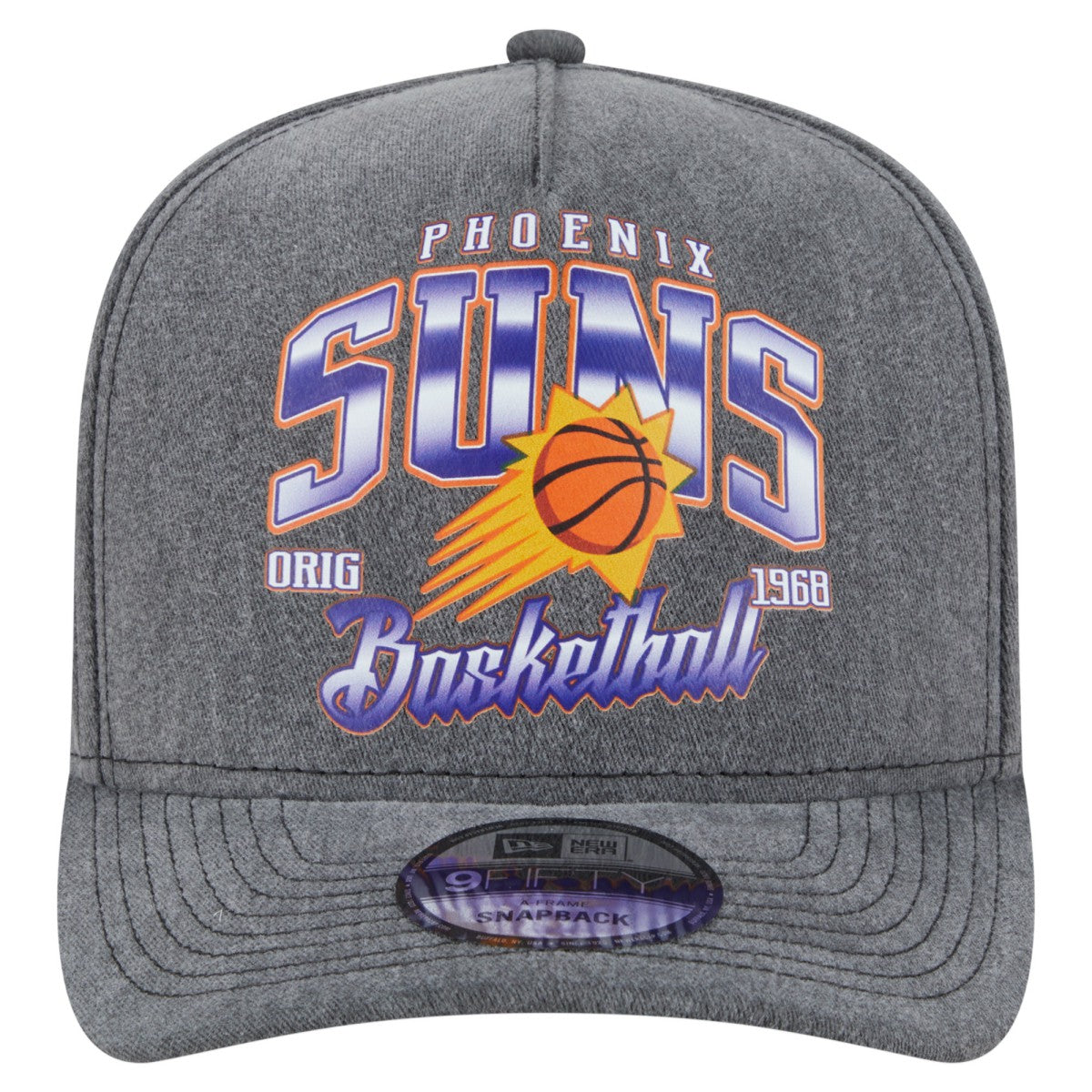 Phoenix Suns Throwback Washed Pre-Curved 9FIFTY Snapback Hat - Charcoal discount
