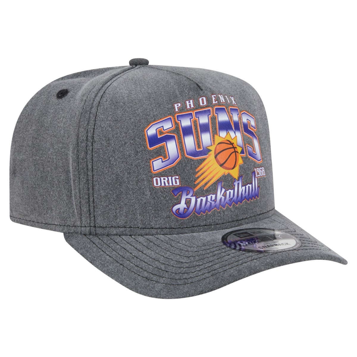 Phoenix Suns Throwback Washed Pre-Curved 9FIFTY Snapback Hat - Charcoal discount