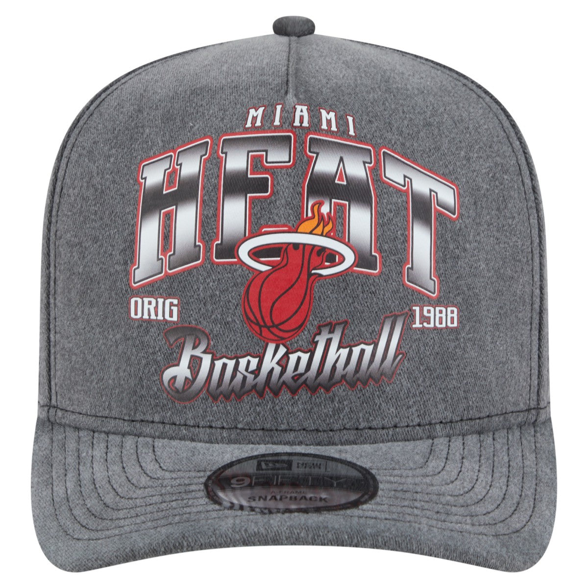 Miami Heat Throwback Washed Pre-Curved 9FIFTY Snapback Hat - Charcoal outlet